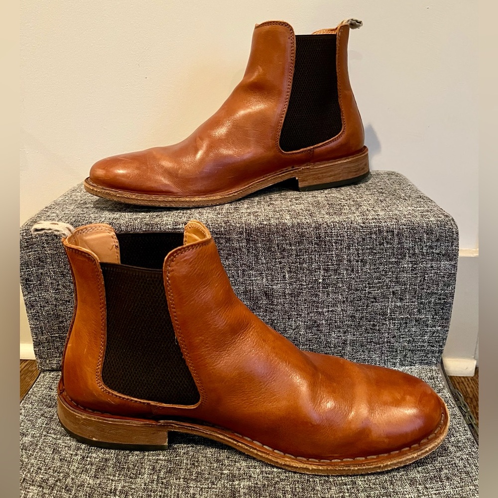 Men's Italian Brown Leather Chelsea Boots Size 45